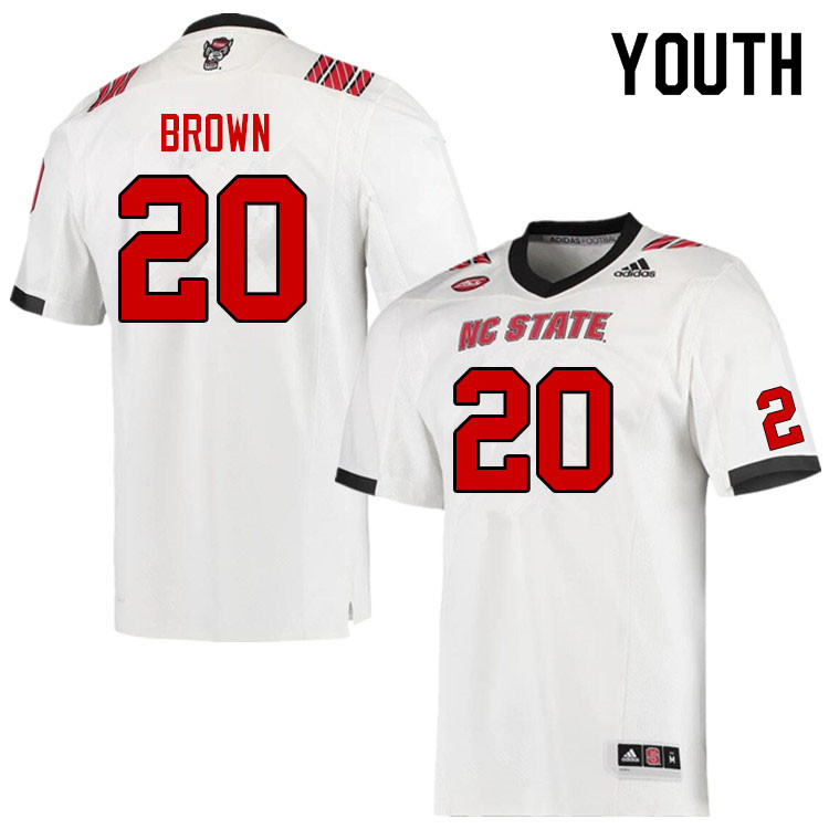 Youth #20 Sean Brown NC State Wolfpack College Football Jerseys Sale-White - Click Image to Close